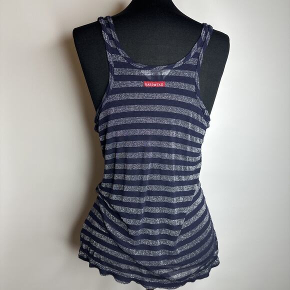 Hard Tail Vintage 90s Y2K Navy Metallic Racerback Sheer Tank Top Womens Small - Picture 2 of 11